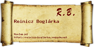Reinicz Boglárka névjegykártya